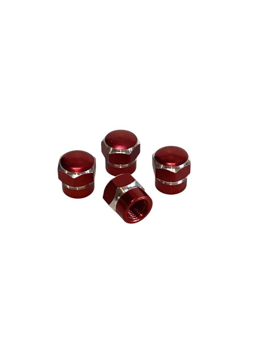 4pcs Red/Polished Aluminum Valve Stem Caps 4PCS NEW